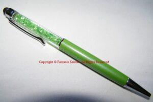 Pen met kristalsteentjes stylus groen