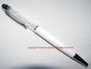 Pen met kristalsteentjes wit stylus